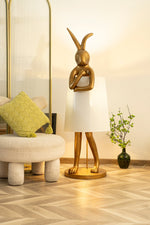 Hare Silhouette Sculptural Table Lamp in Gilded Finish