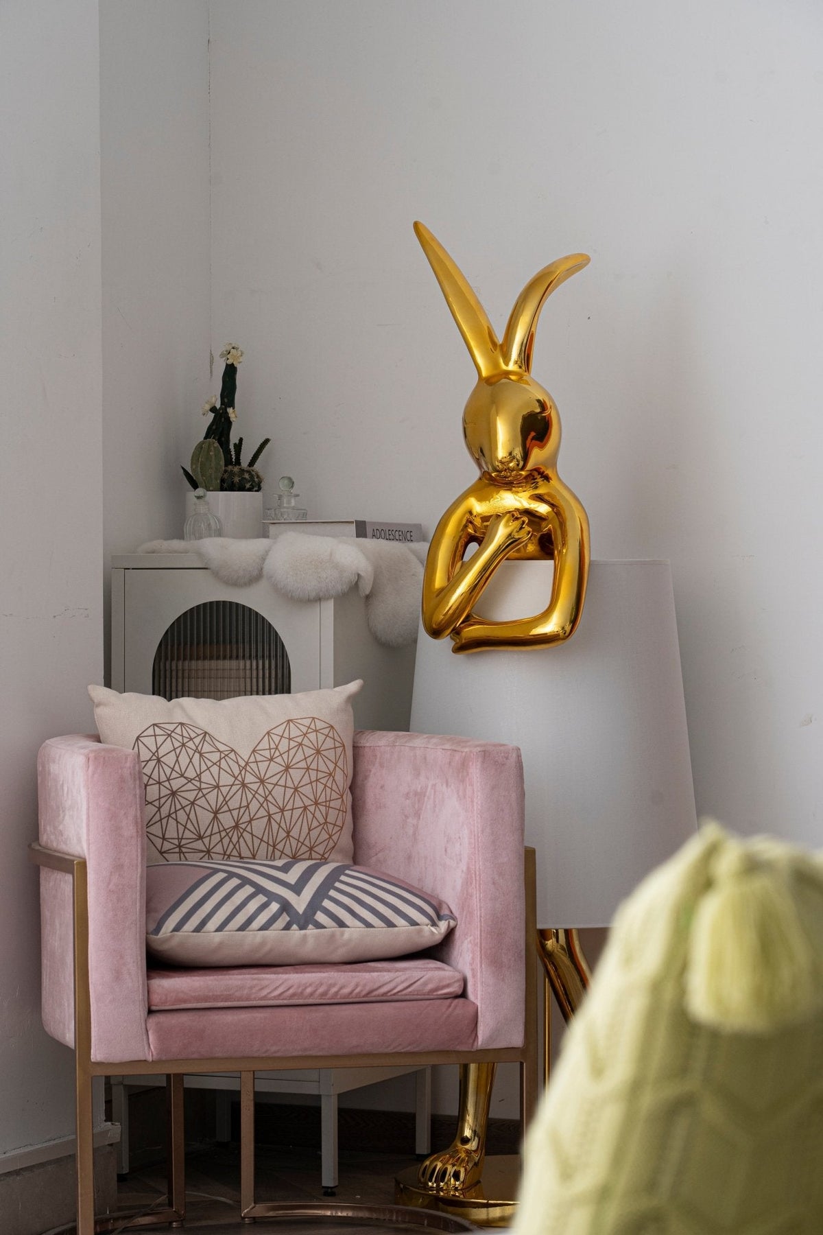 Hare Silhouette Sculptural Table Lamp in Gilded Finish