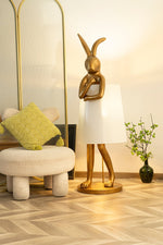 Hare Silhouette Sculptural Table Lamp in Gilded Finish