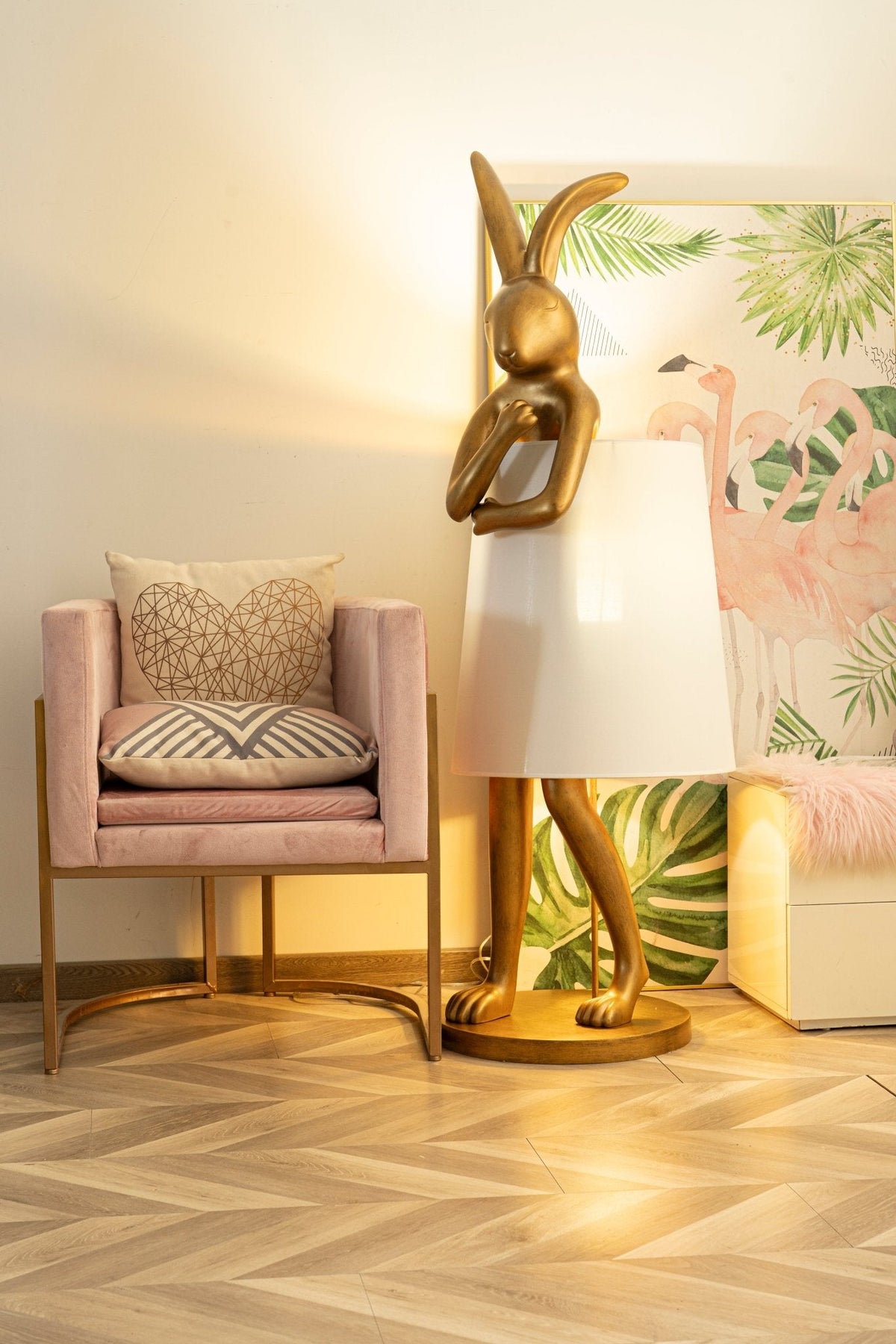 Hare Silhouette Sculptural Table Lamp in Gilded Finish