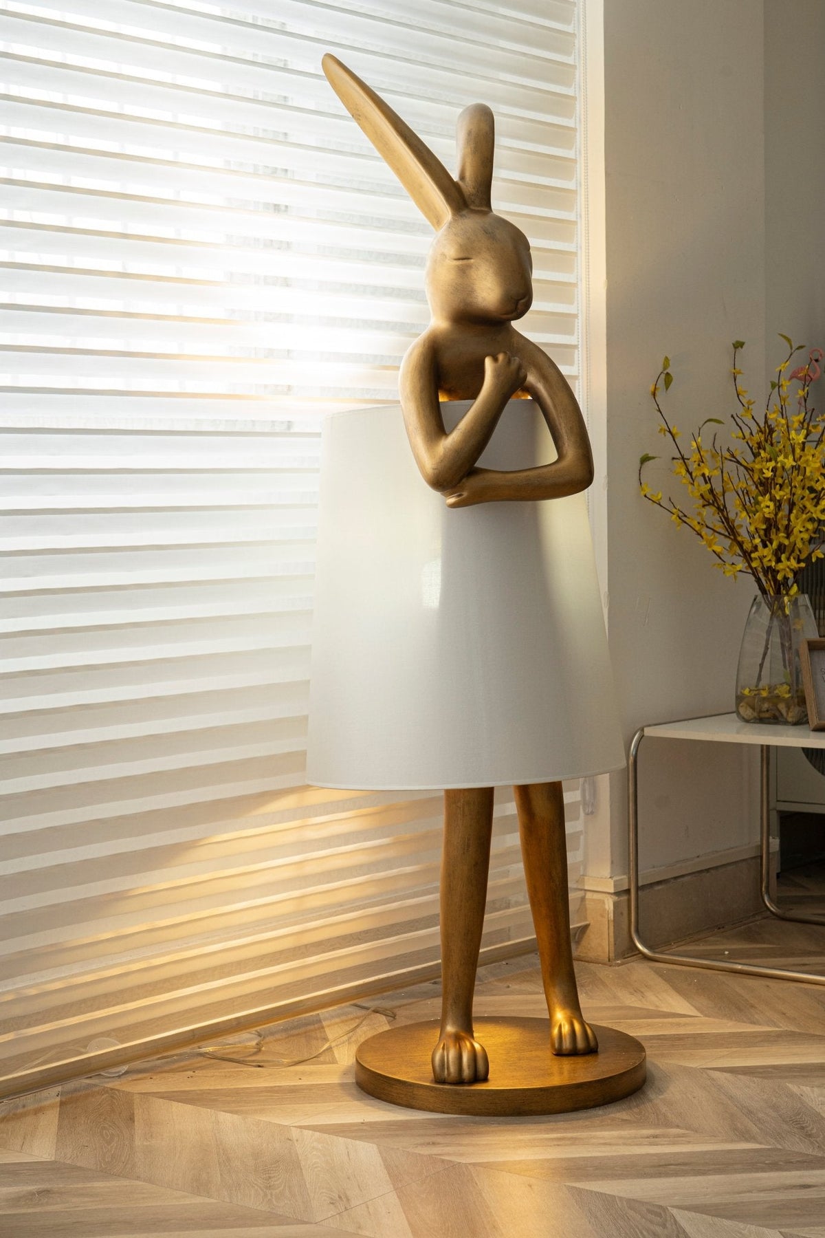 Hare Silhouette Sculptural Table Lamp in Gilded Finish