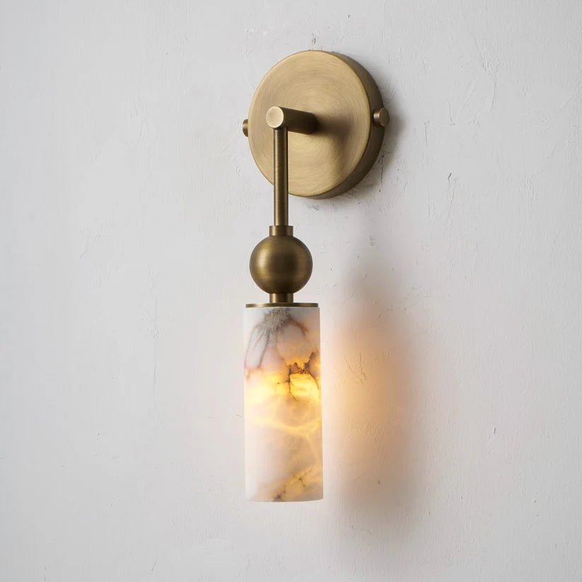 Harlin Alabaster Wall Sconce – Brass Modern Wall Light for Bedroom & Living Room