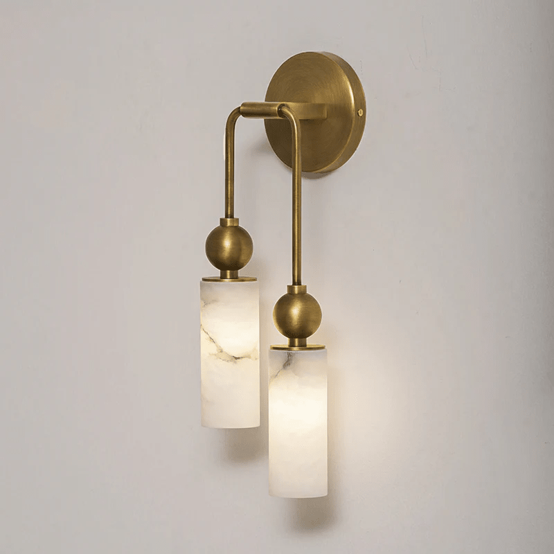 Harlin Alabaster Wall Sconce – Brass Modern Wall Light for Bedroom & Living Room