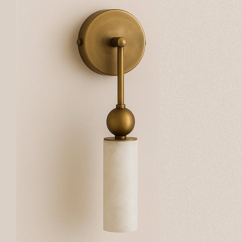 Harlin Alabaster Wall Sconce – Brass Modern Wall Light for Bedroom & Living Room