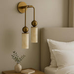 Harlin Alabaster Wall Sconce – Brass Modern Wall Light for Bedroom & Living Room
