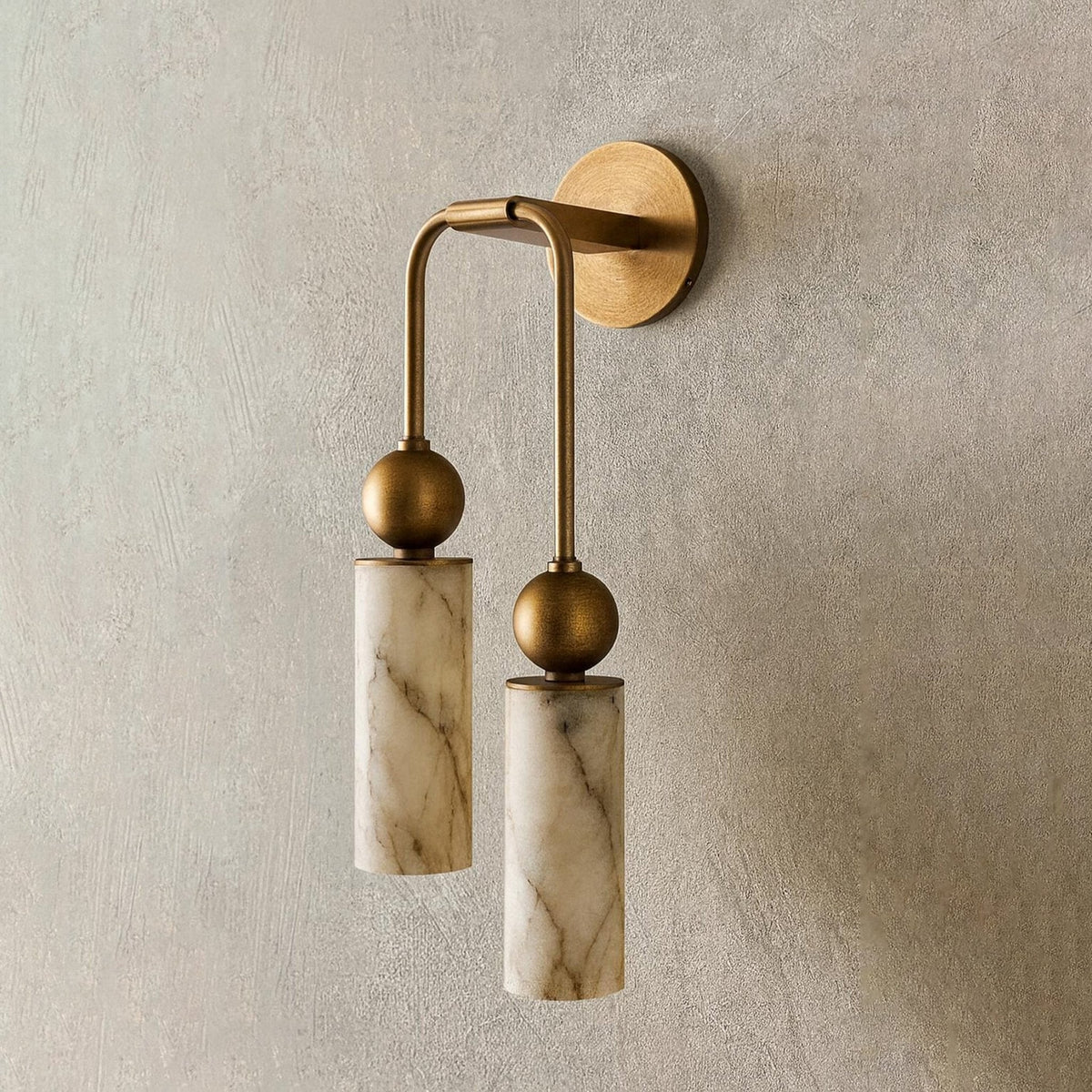 Harlin Alabaster Wall Sconce – Brass Modern Wall Light for Bedroom & Living Room