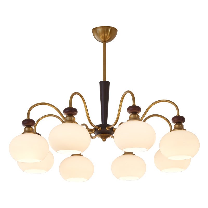 Harmonia Sphere Chandelier – Modern Walnut & Glass Pendant Light