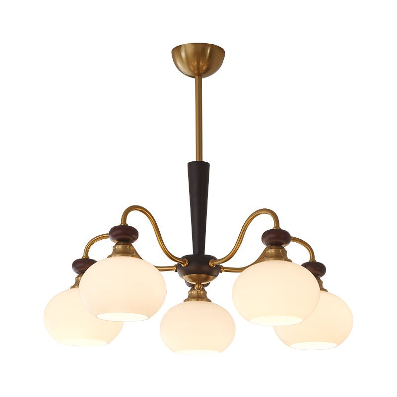 Harmonia Sphere Chandelier – Modern Walnut & Glass Pendant Light