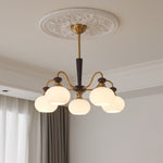 Harmonia Sphere Chandelier – Modern Walnut & Glass Pendant Light