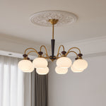 Harmonia Sphere Chandelier – Modern Walnut & Glass Pendant Light