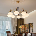 Harmonia Sphere Chandelier – Modern Walnut & Glass Pendant Light