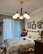 Harmonia Sphere Chandelier – Modern Walnut & Glass Pendant Light