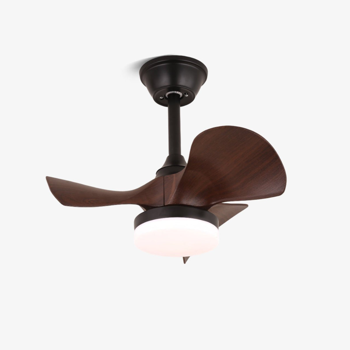 Harper Ceiling Fan Light with LED, Walnut & Black, Modern Designer Fan