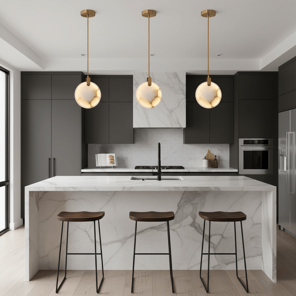 Harvest Alabaster Pendant Light – Natural Stone LED Chandelier