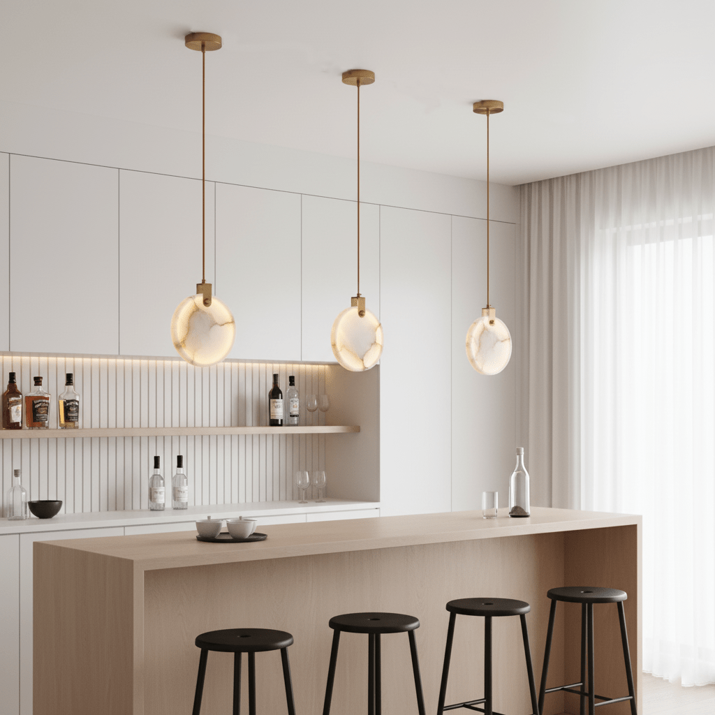 Harvest Alabaster Pendant Light – Natural Stone LED Chandelier