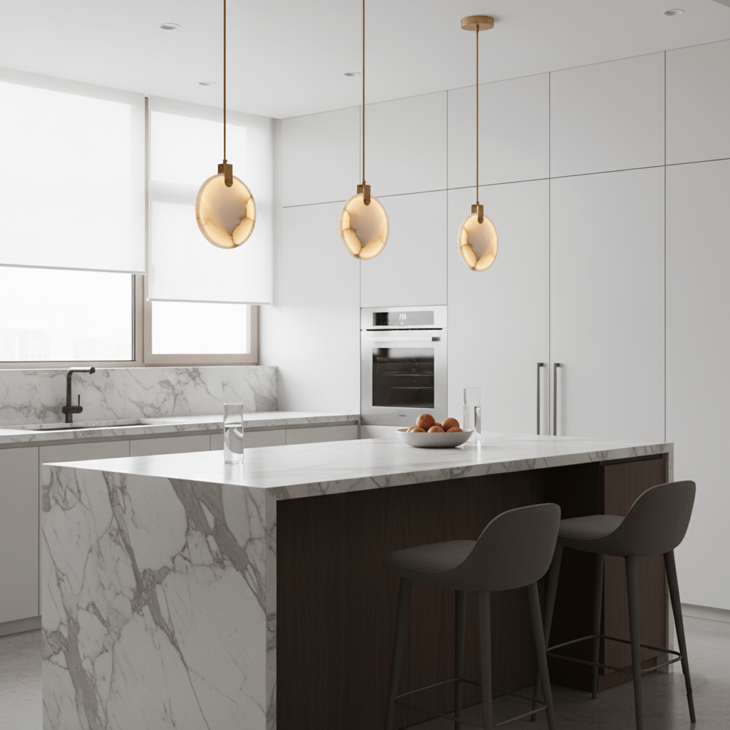 Harvest Alabaster Pendant Light – Natural Stone LED Chandelier
