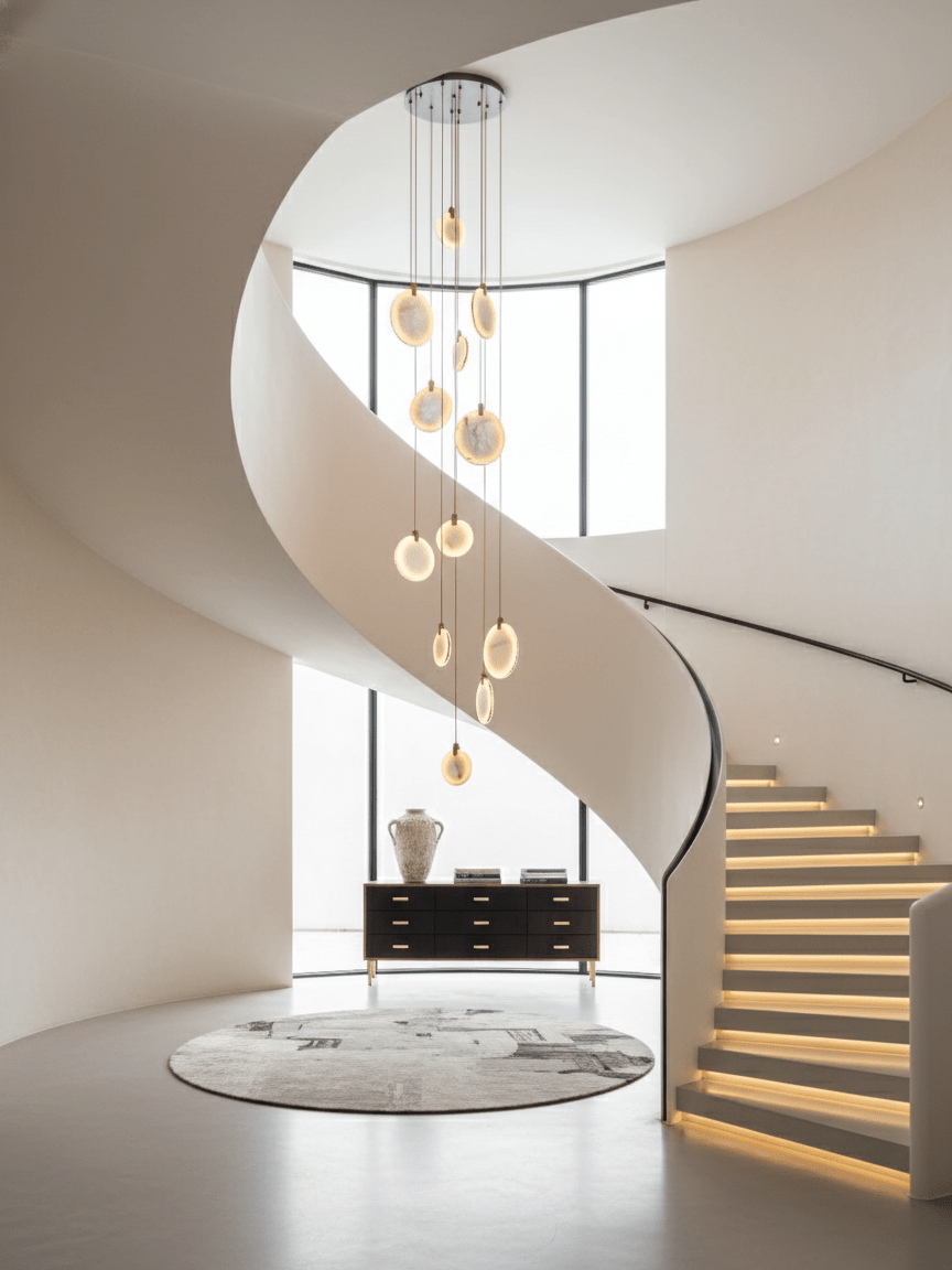 Harvest Alabaster Pendant Light – Natural Stone LED Chandelier
