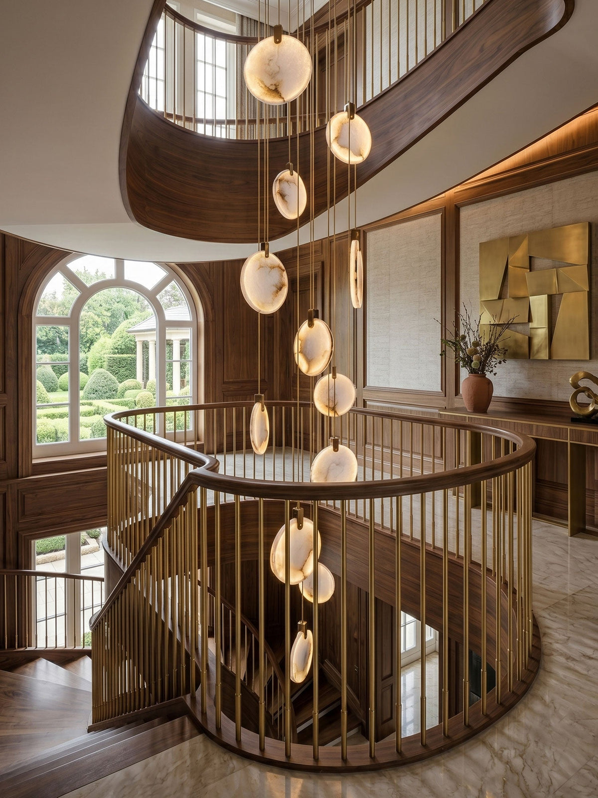 Harvest Alabaster Pendant Light – Natural Stone LED Chandelier