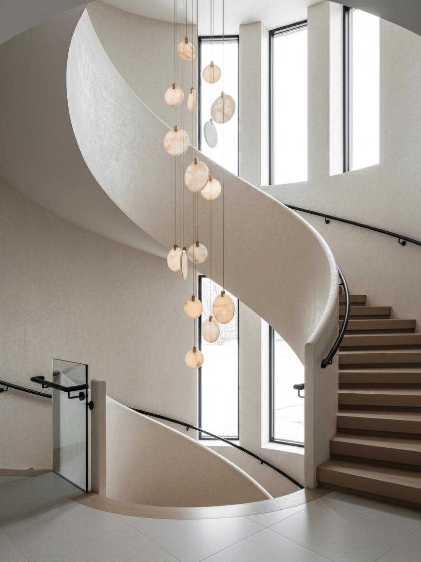 Harvest Alabaster Pendant Light – Natural Stone LED Chandelier