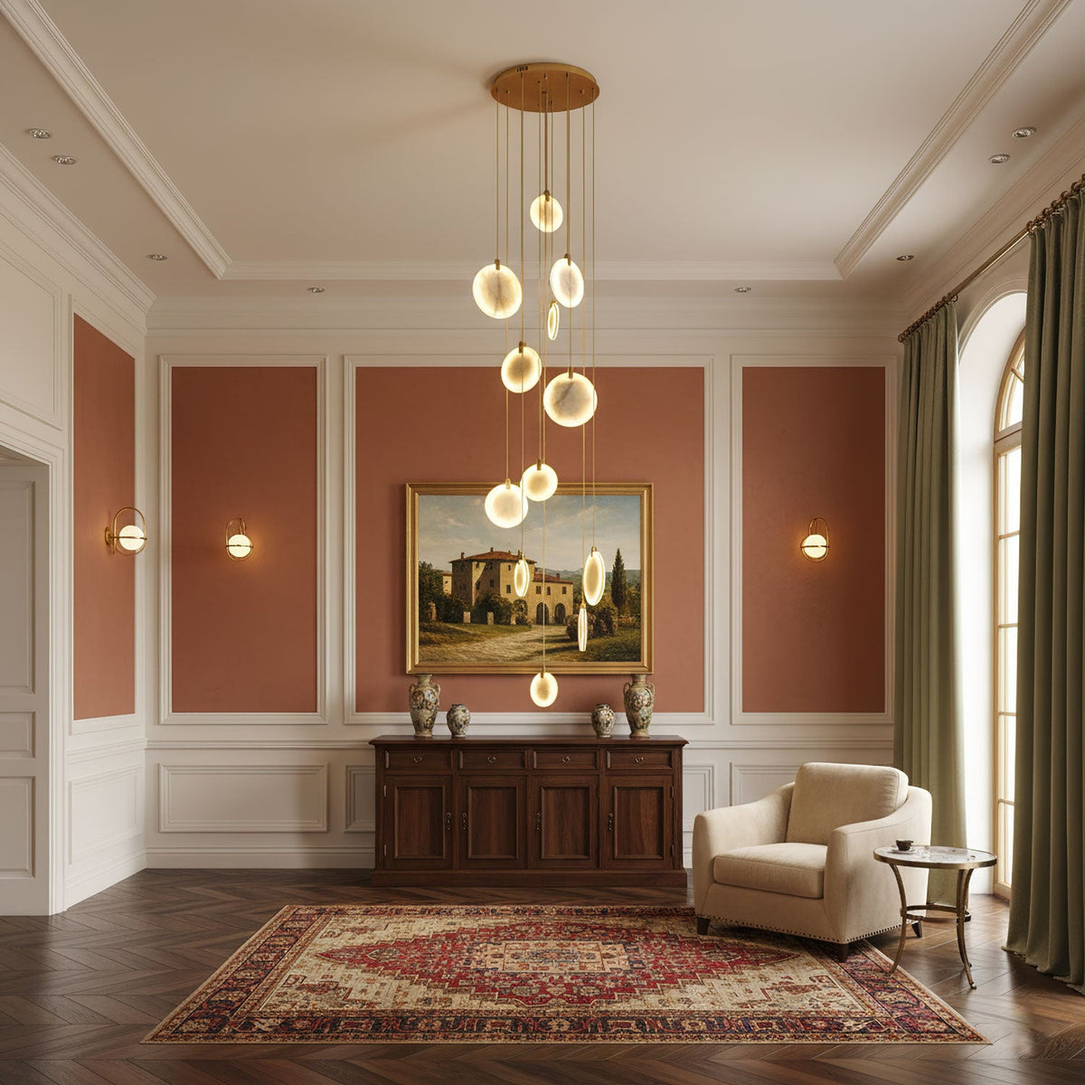 Harvest Alabaster Pendant Light – Natural Stone LED Chandelier