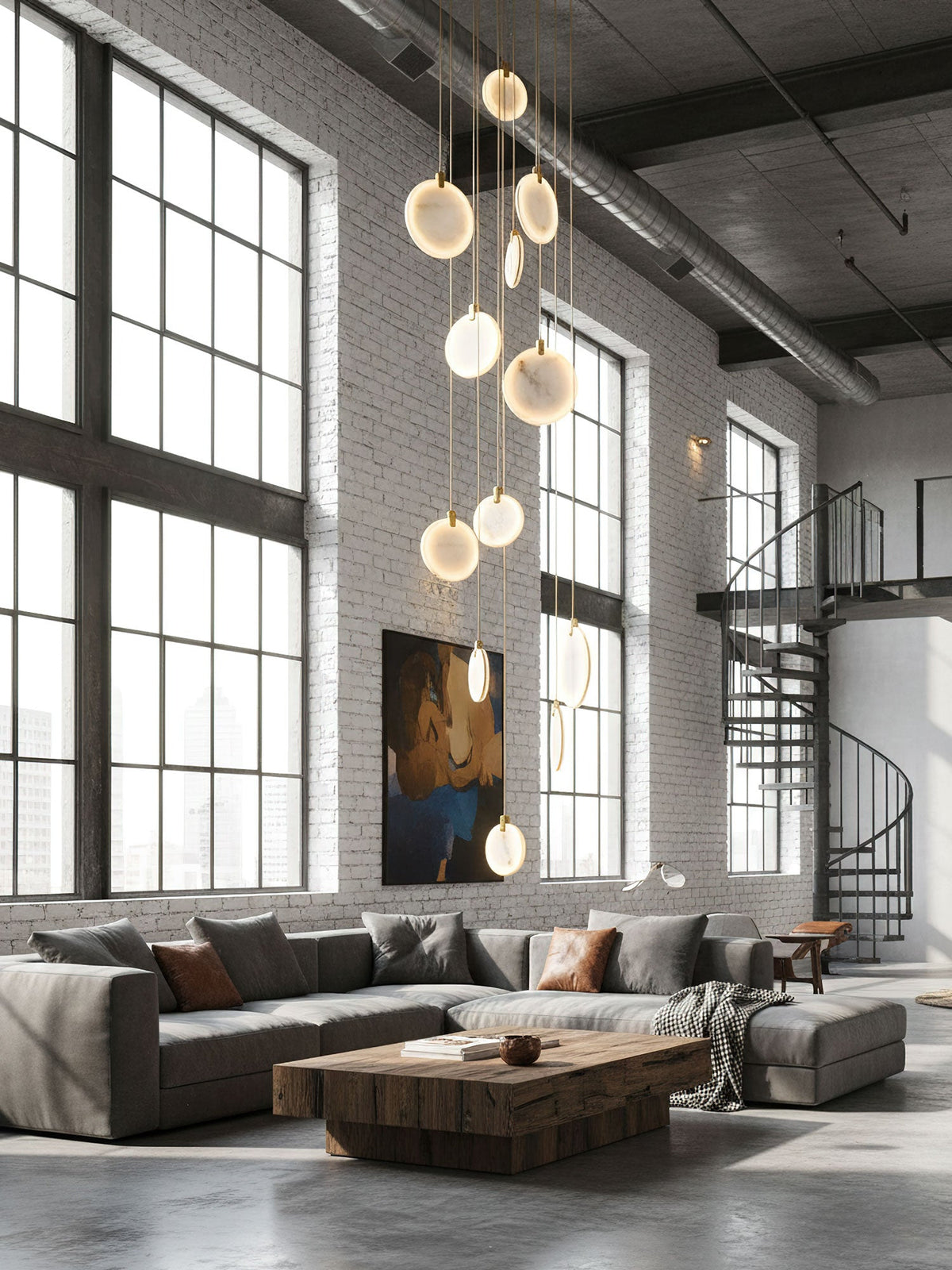Harvest Alabaster Pendant Light – Natural Stone LED Chandelier