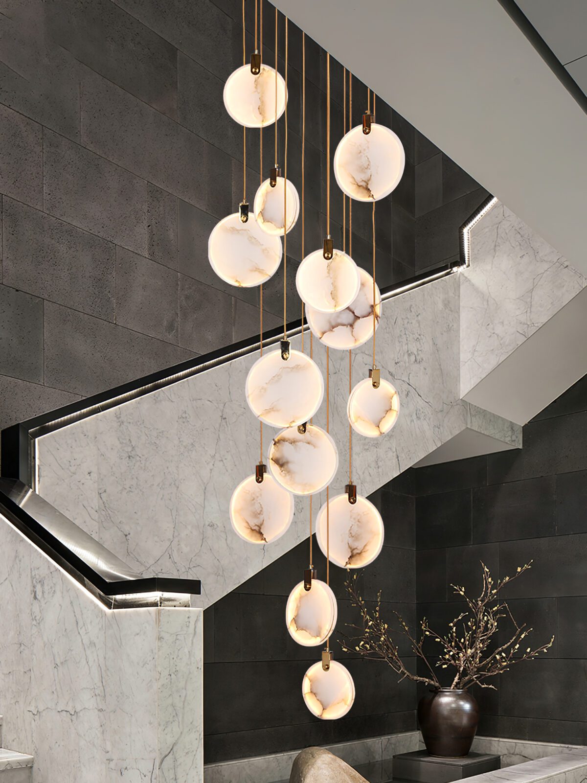 Harvest Alabaster Pendant Light – Natural Stone LED Chandelier