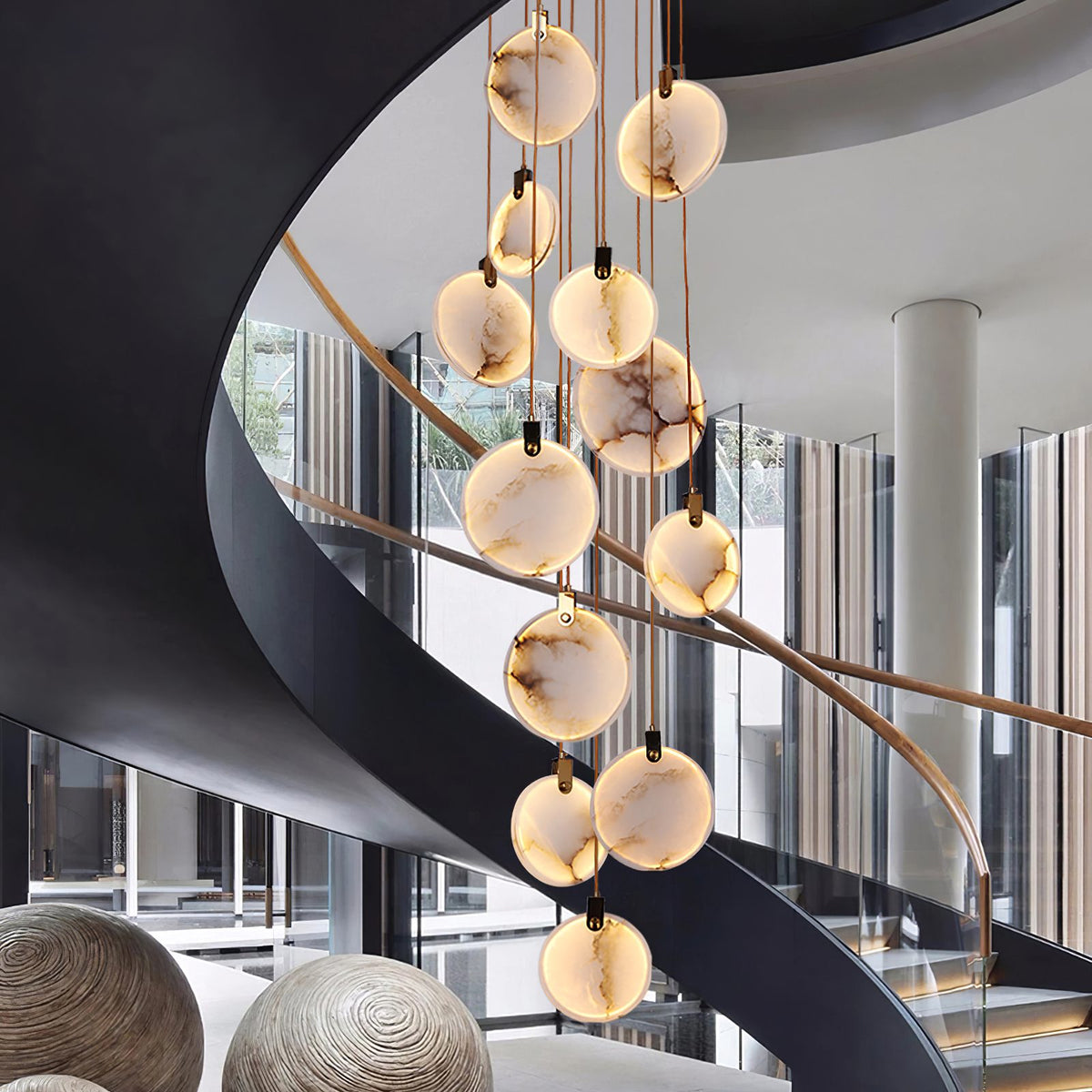Harvest Alabaster Pendant Light – Natural Stone LED Chandelier