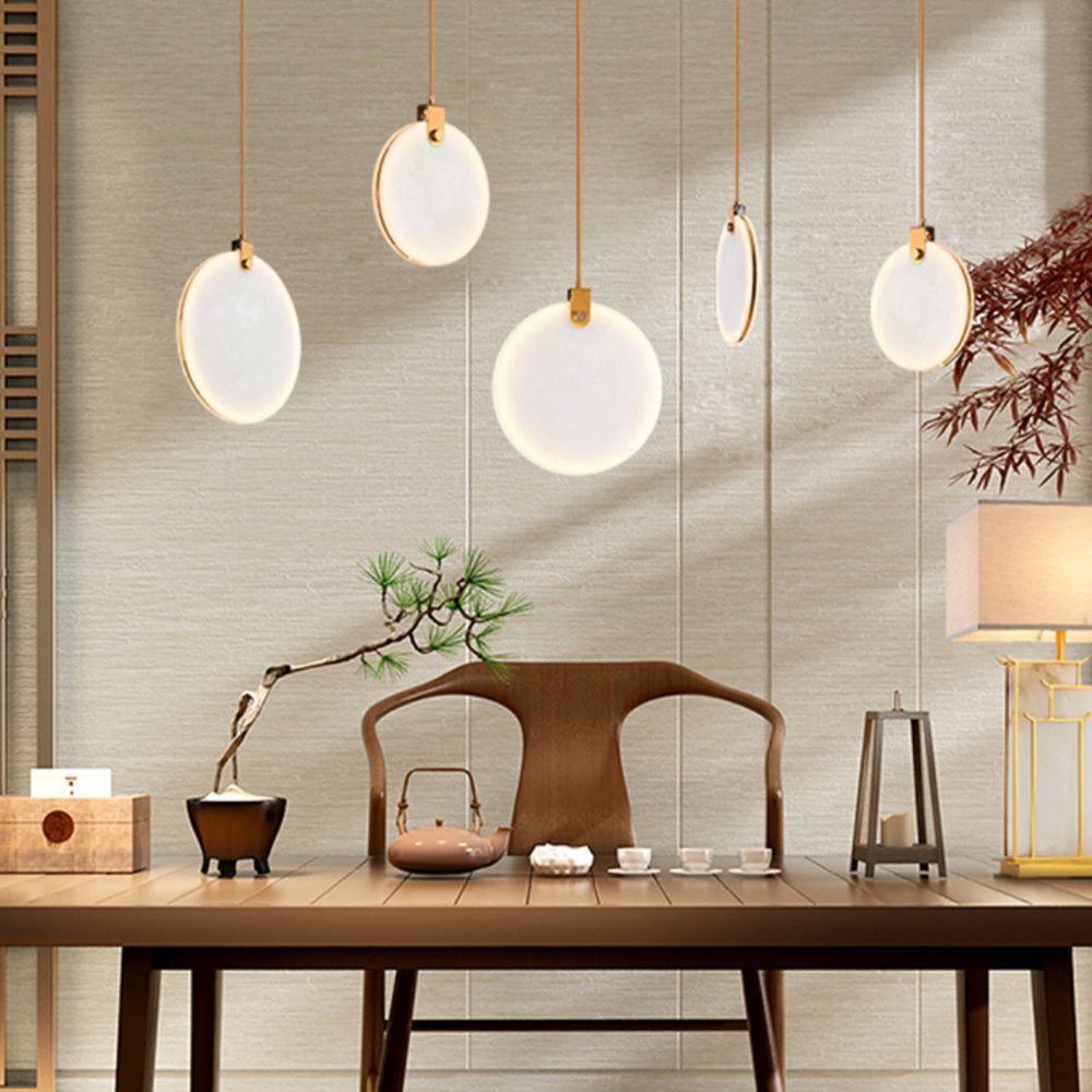 Harvest Alabaster Pendant Light – Natural Stone LED Chandelier