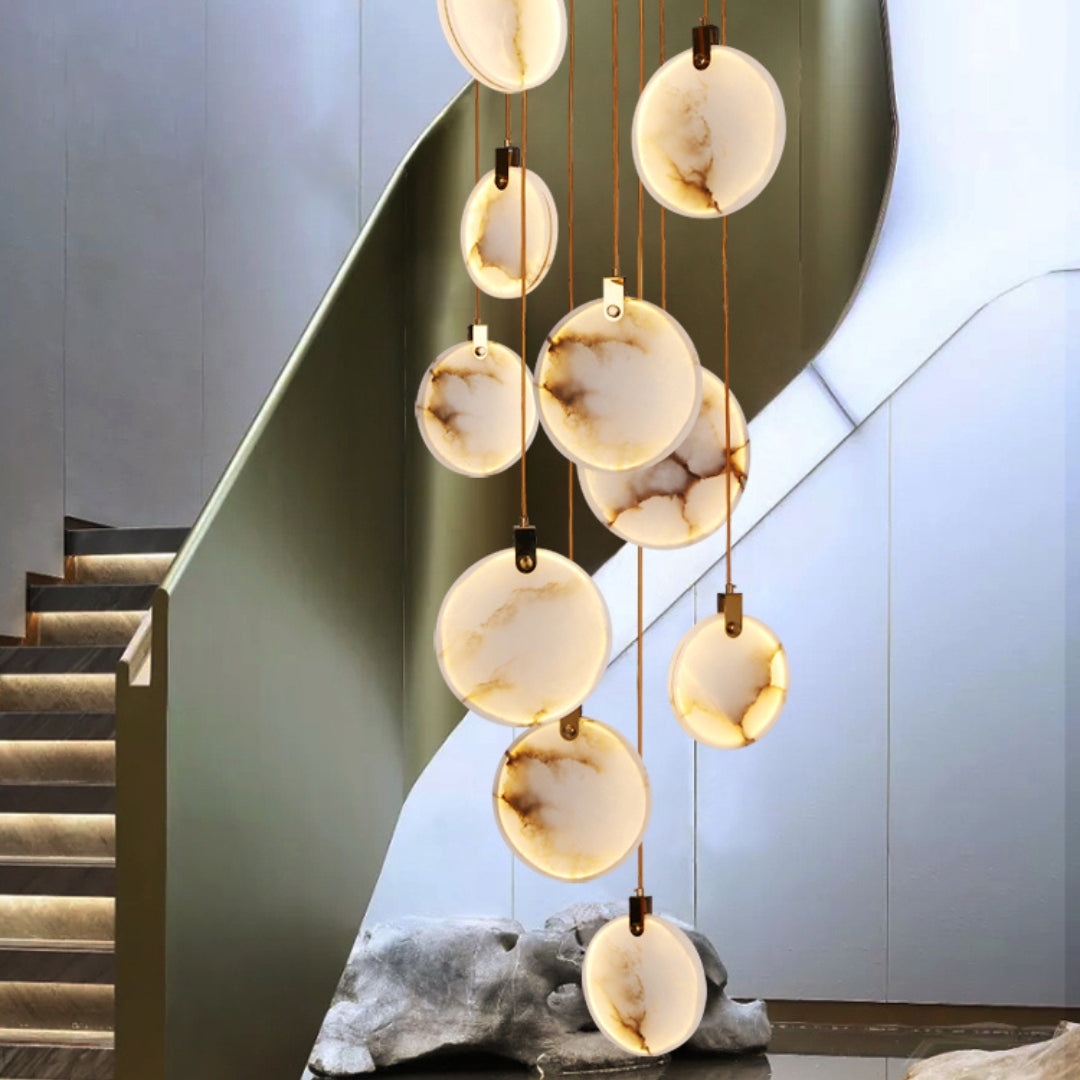 Harvest Alabaster Pendant Light – Natural Stone LED Chandelier