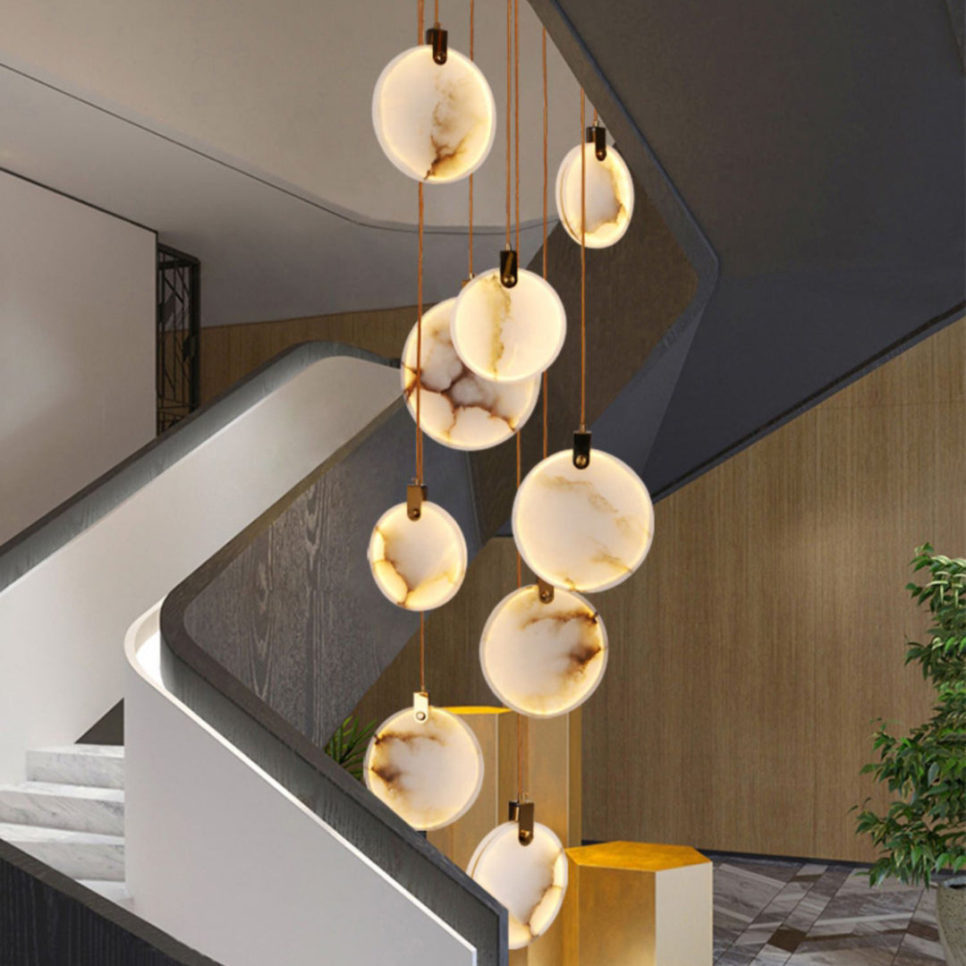 Harvest Alabaster Pendant Light – Natural Stone LED Chandelier