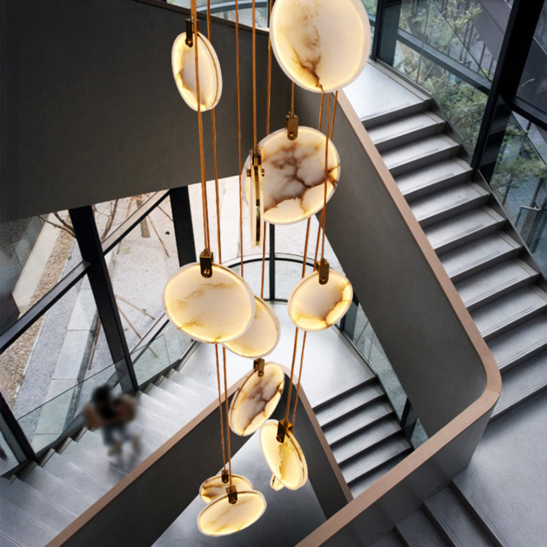Harvest Alabaster Pendant Light – Natural Stone LED Chandelier