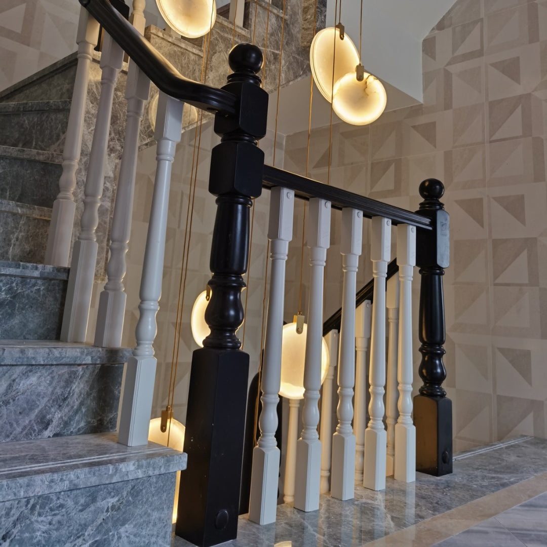 Harvest Alabaster Pendant Light – Natural Stone LED Chandelier