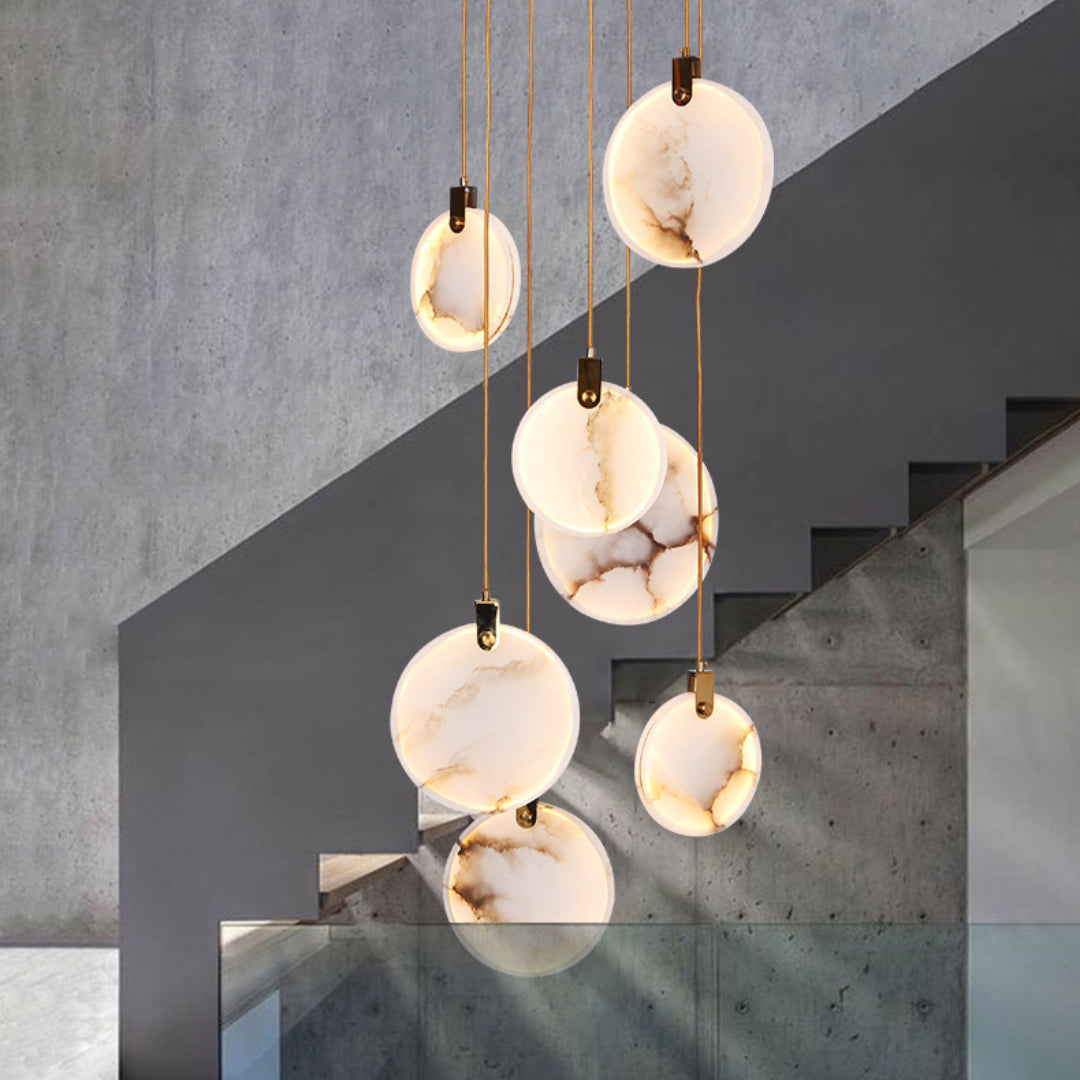 Harvest Alabaster Pendant Light – Natural Stone LED Chandelier