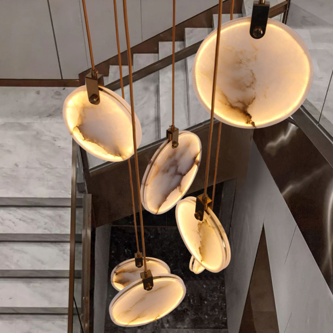 Harvest Alabaster Pendant Light – Natural Stone LED Chandelier