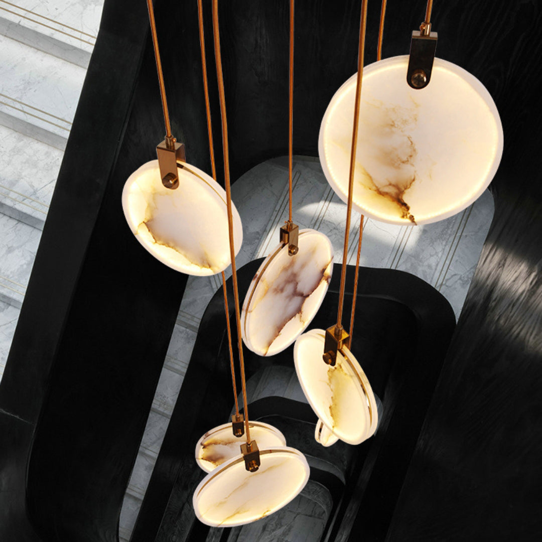 Harvest Alabaster Pendant Light – Natural Stone LED Chandelier