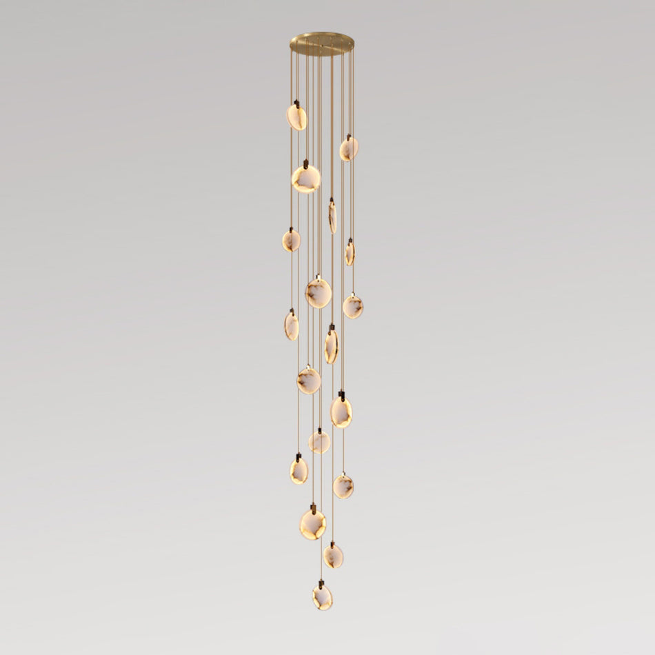 Harvest Alabaster Pendant Light – Natural Stone LED Chandelier
