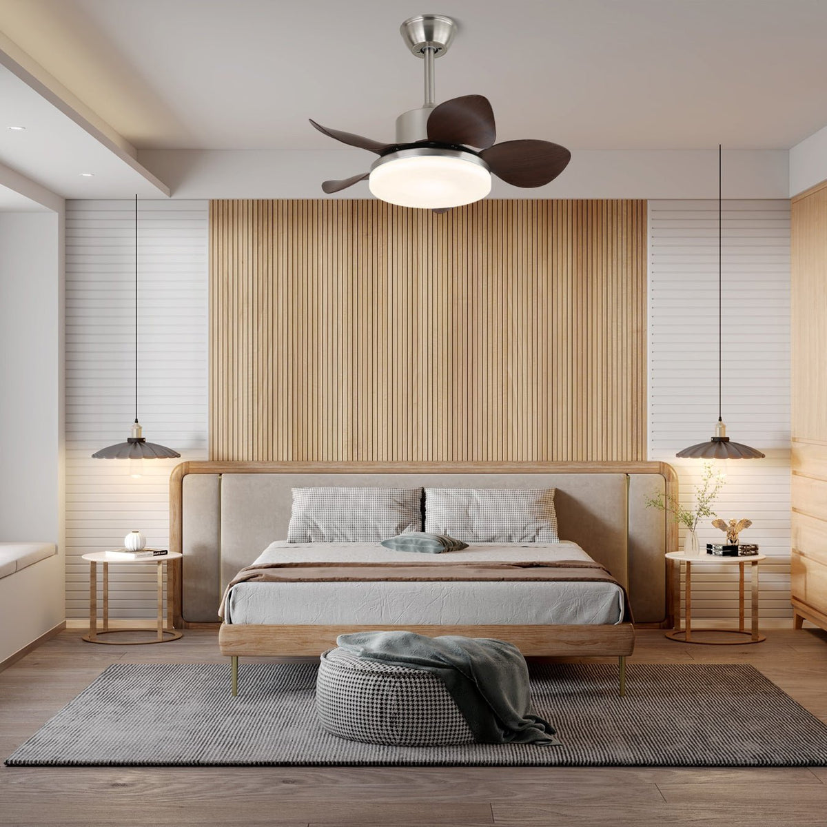 Hazel Ceiling Fan Light with Wooden Blades and Integrated LED