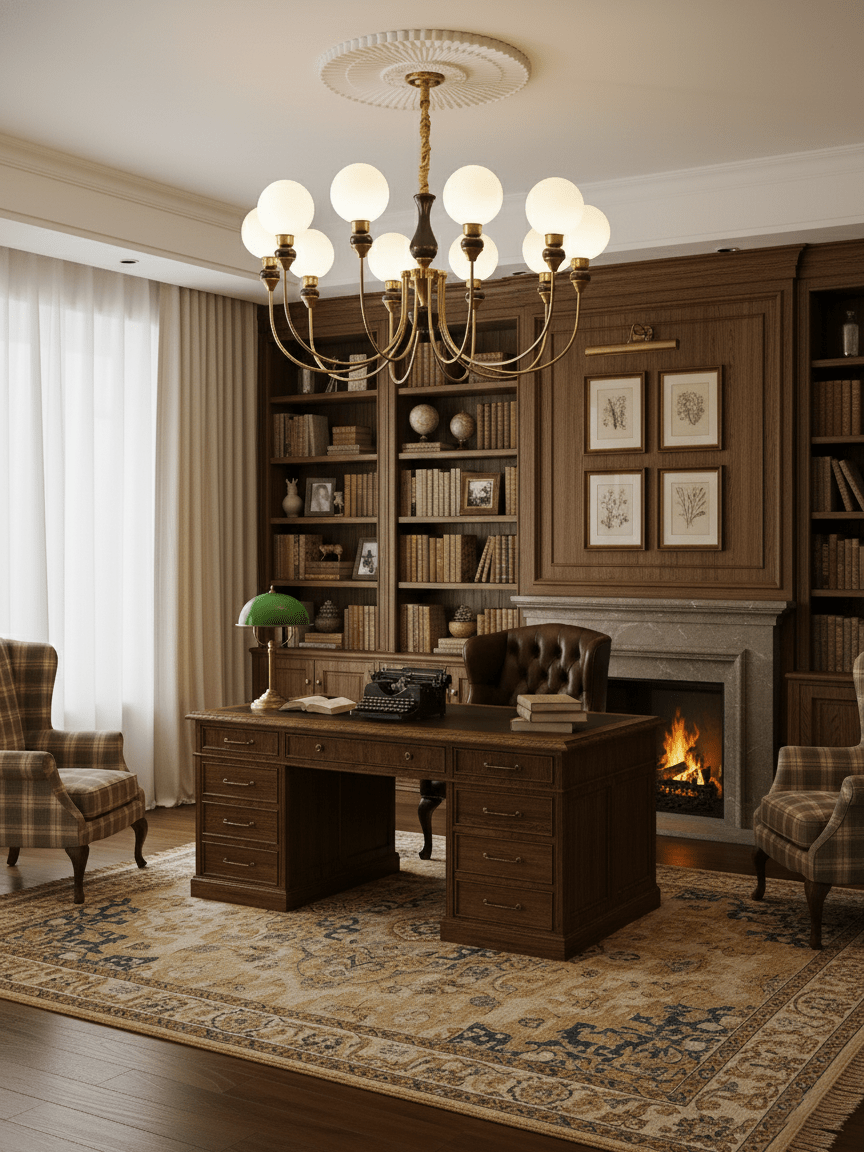 Helena Curve Chandelier – Modern Brass & Walnut Pendant Light for Dining Room