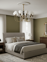 Helena Curve Chandelier – Modern Brass & Walnut Pendant Light for Dining Room