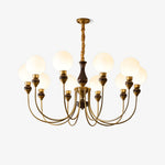 Helena Curve Chandelier – Modern Brass & Walnut Pendant Light for Dining Room