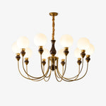 Helena Curve Chandelier – Modern Brass & Walnut Pendant Light for Dining Room