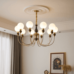 Helena Curve Chandelier – Modern Brass & Walnut Pendant Light for Dining Room