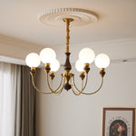 Helena Curve Chandelier – Modern Brass & Walnut Pendant Light for Dining Room