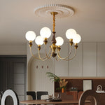 Helena Curve Chandelier – Modern Brass & Walnut Pendant Light for Dining Room