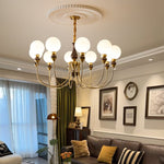 Helena Curve Chandelier – Modern Brass & Walnut Pendant Light for Dining Room