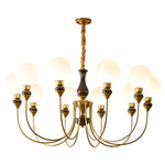 Helena Curve Chandelier – Modern Brass & Walnut Pendant Light for Dining Room