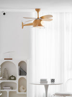 Heli Breeze Wooden Helicopter Ceiling Fan with Integrated LED Light for Kids' Rooms