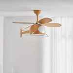 Heli Breeze Wooden Helicopter Ceiling Fan with Integrated LED Light for Kids' Rooms