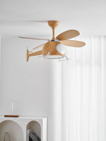 Heli Breeze Wooden Helicopter Ceiling Fan with Integrated LED Light for Kids' Rooms