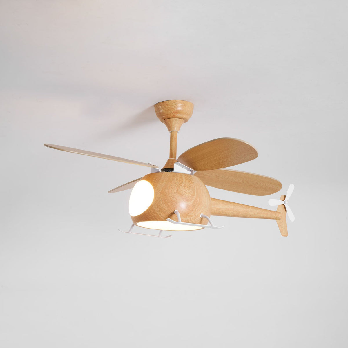 Heli Breeze Wooden Helicopter Ceiling Fan with Integrated LED Light for Kids' Rooms